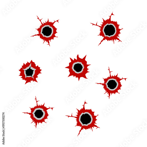 Gunshot Bullet Hole with Blood Splash Effect Vector Illustration