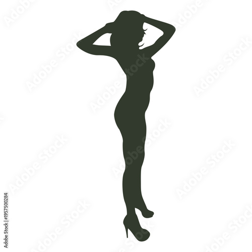 Woman standing pose silhouette naked