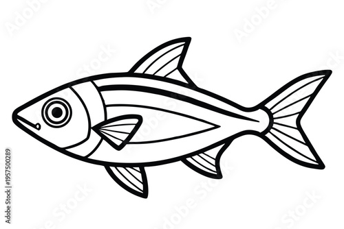 neon tetra silhouette line art vector illustration