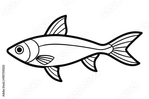 neon tetra silhouette line art vector illustration