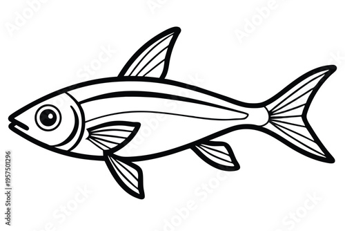 neon tetra silhouette line art vector illustration