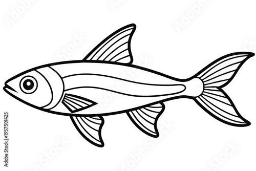 neon tetra silhouette line art vector illustration