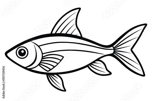 neon tetra silhouette line art vector illustration