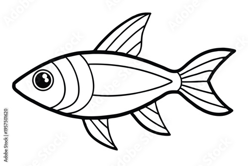 neon tetra silhouette line art vector illustration