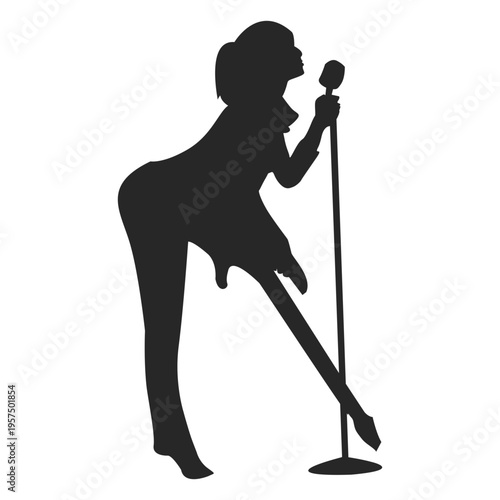 Female guitarist singing silhouette