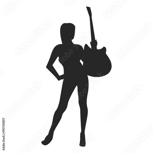 Female guitarist silhouette 1