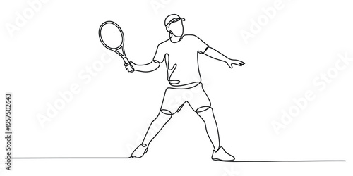 Continuous One Line Drawing of a Tennis Player