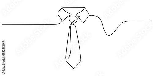 Minimalist One-Line Drawing of Business Shirt and Tie
