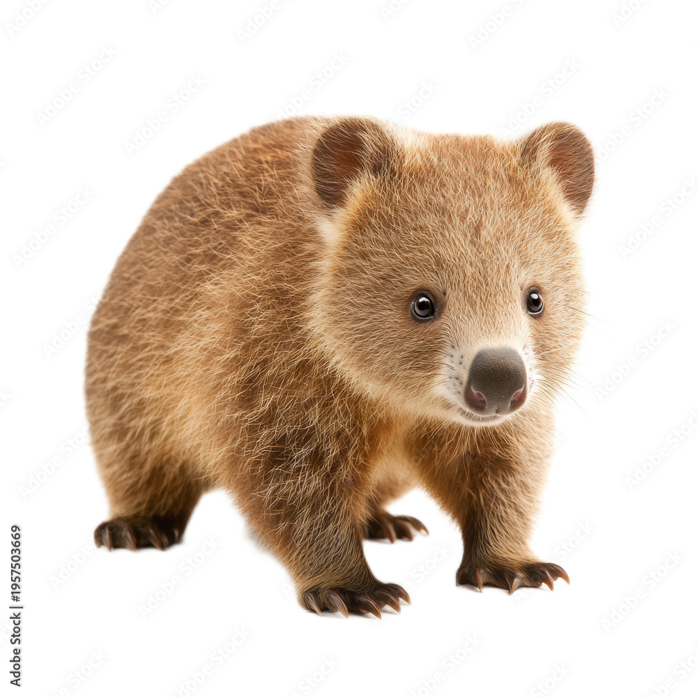 Fototapeta premium Cute Wombat Standing on its Feet in Natural Environment
