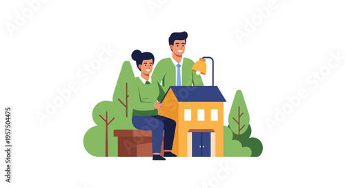 Happy Couple Celebrating New Home Ownership and Real Estate Investment Dream with House Model