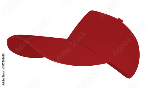 Red long visor cap. vector illustration	
