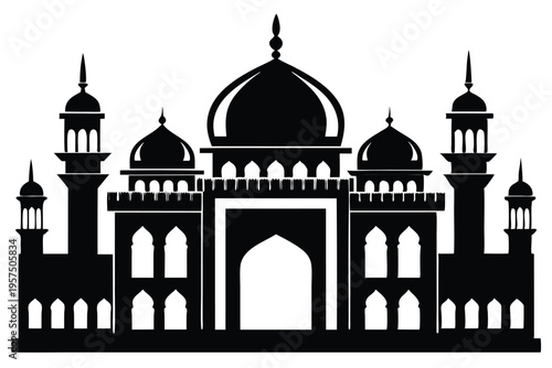 mosque logo silhouette line art vector illustration