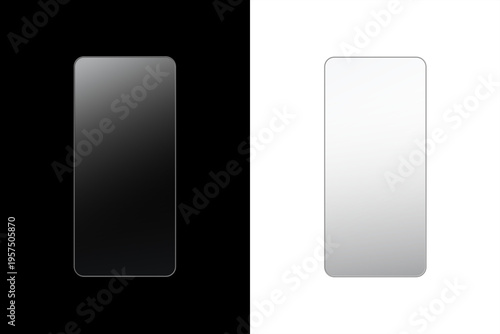 Dual Phone Overlay Reflection Mockup on Black and Transparent Background for Mobile Screen Display PNG