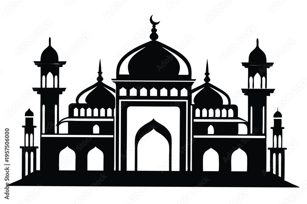 Fototapeta premium mosque logo silhouette line art vector illustration