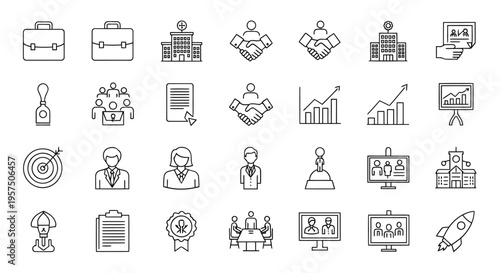 A collection of business and office related icons