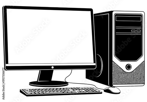 Computer system with monitor, keyboard, and tower