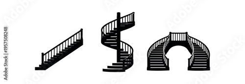 Staircases black silhouette, architecture symbol flat vector icon