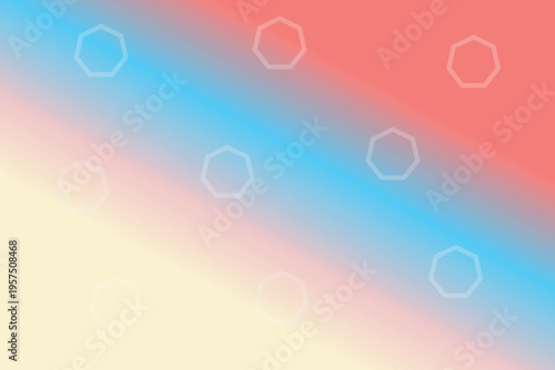 Hexagonal shapes floating in a gradient of soft pastel hues blending blue and pink tones