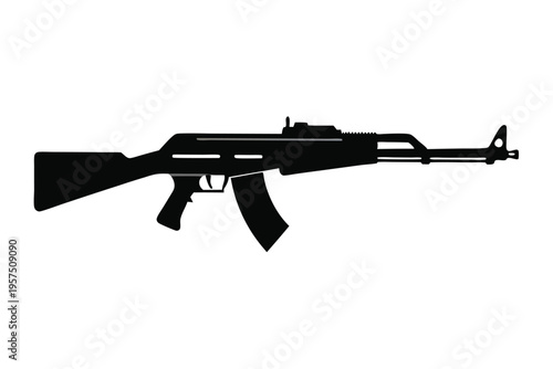 mini 14 rifle silhouette line art vector illustration