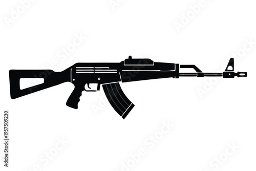 mini 14 rifle silhouette line art vector illustration