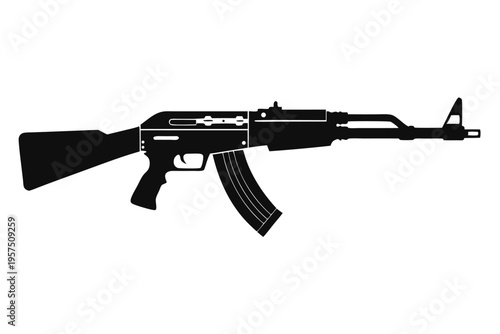 mini 14 rifle silhouette line art vector illustration