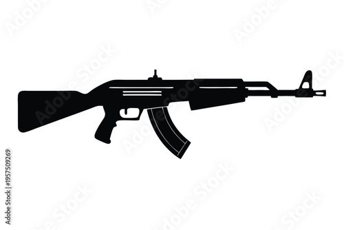 mini 14 rifle silhouette line art vector illustration