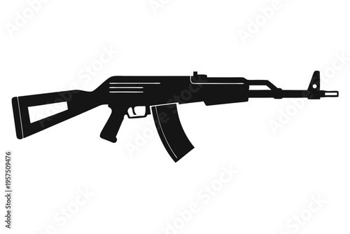 mini 14 rifle silhouette line art vector illustration