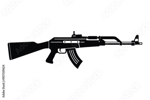 mini 14 rifle silhouette line art vector illustration