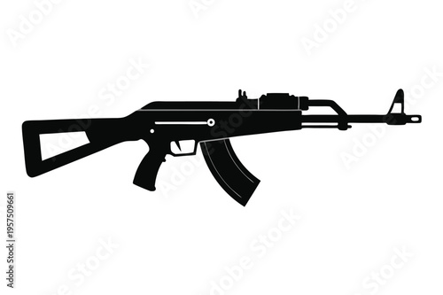 mini 14 rifle silhouette line art vector illustration