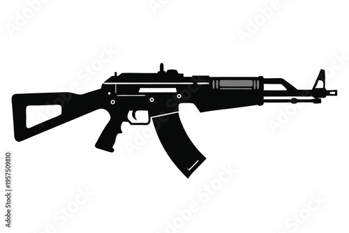 mini 14 rifle silhouette line art vector illustration