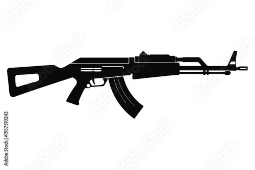 mini 14 rifle silhouette line art vector illustration