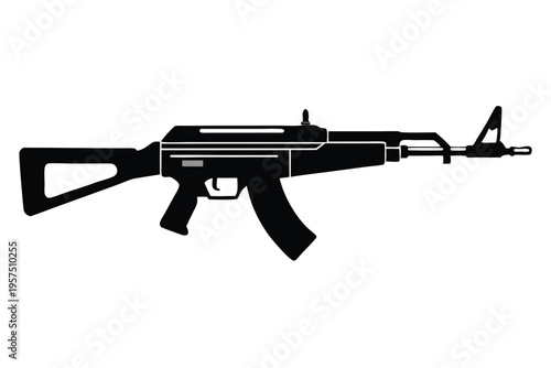 mini 14 rifle silhouette line art vector illustration