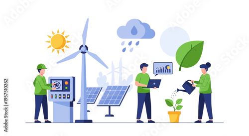 Green Energy & Sustainable Future Concept: Renewable Power, Environmental Protection & Eco-Innovation