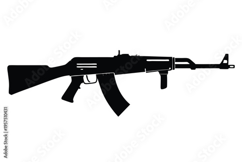 mini 14 rifle silhouette line art vector illustration