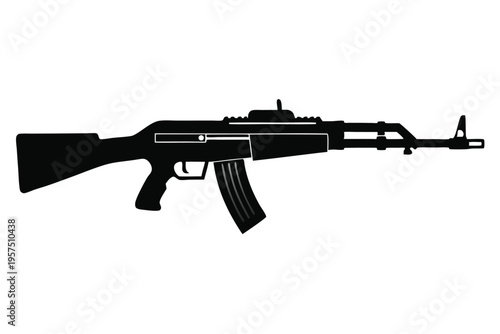 mini 14 rifle silhouette line art vector illustration