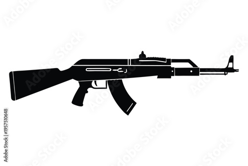 mini 14 rifle silhouette line art vector illustration
