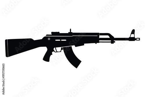 mini 14 rifle silhouette line art vector illustration