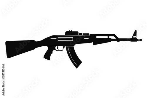 mini 14 rifle silhouette line art vector illustration