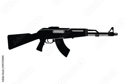 mp5 submachine gun silhouette line art vector illustration