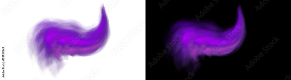 Obraz premium PNG image of&nbsp;Vibrant glowing purple ethereal smoke or magical energy blast flowing across the composition on transparent background
