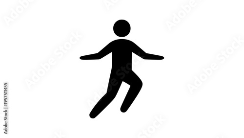 Person jumping action abstract concept black white icon 