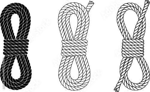 Stylized of a noose knot with varying line weights and fill rope loop