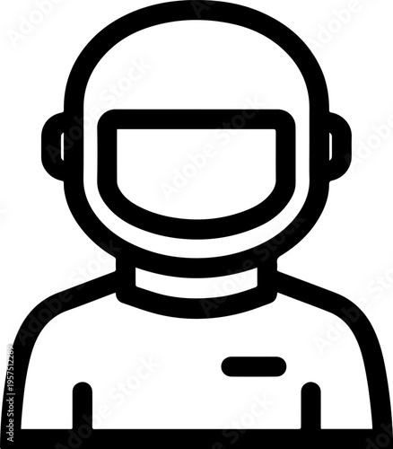 Hand Drawn Male Astronaut Black and White Avatar Illustration in Minimal Line Art Style Design