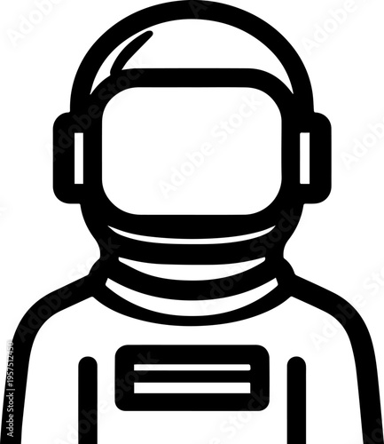 Hand Drawn Male Astronaut Black and White Avatar Illustration in Minimal Line Art Style Design