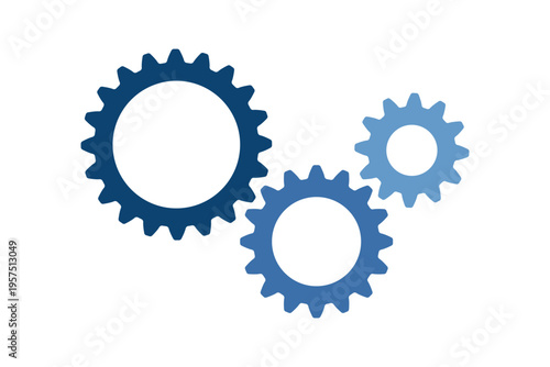 Three gears pictogram design fill blue colors. Vector