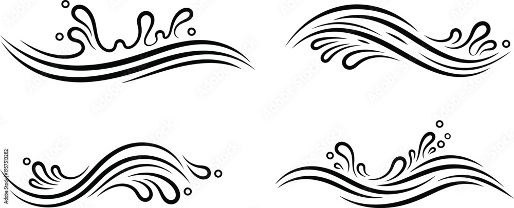 Fototapeta premium Wave design elements with varying patterns and shapes