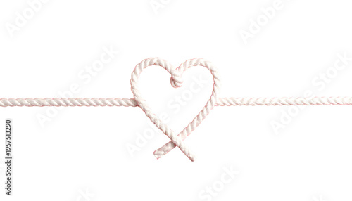 A white rope forms a heart shape, connected by horizontal lines against a black background