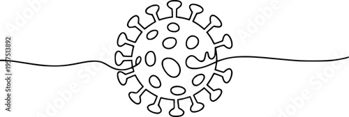 Single Line of a Coronavirus Particle a White Background microbe germ