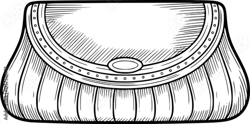 Vintage Black and White of a Clamshell Evening Handbag with Oval Clasp clutch purse