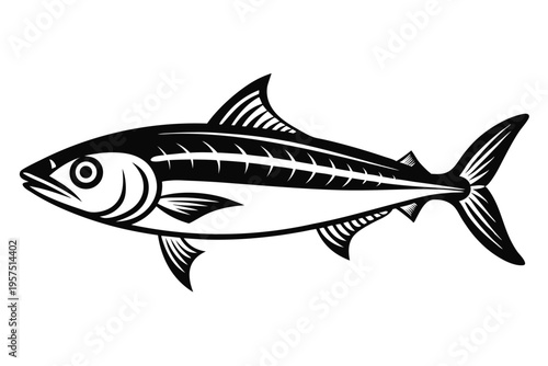 mackerel silhouette line art vector illustration